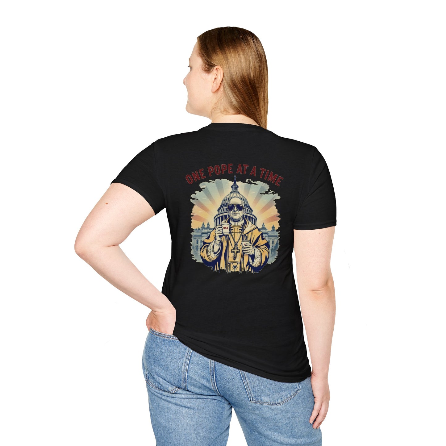 Patriotic Unisex T-Shirt - Make America Great Again & One Pope At A Time Designs