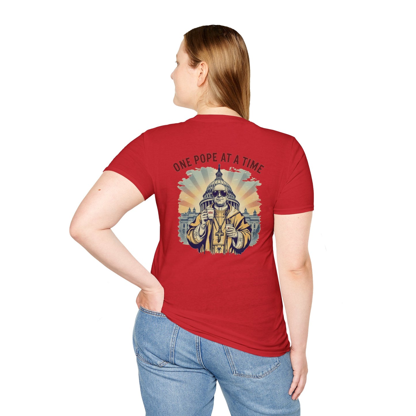 Patriotic Unisex T-Shirt - Make America Great Again & One Pope At A Time Designs