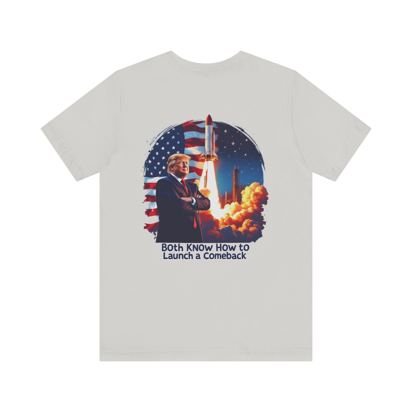 Elon & Trump Wall and Rockets Unisex Jersey Tee - Bold Politically-Themed Graphic T-Shirt