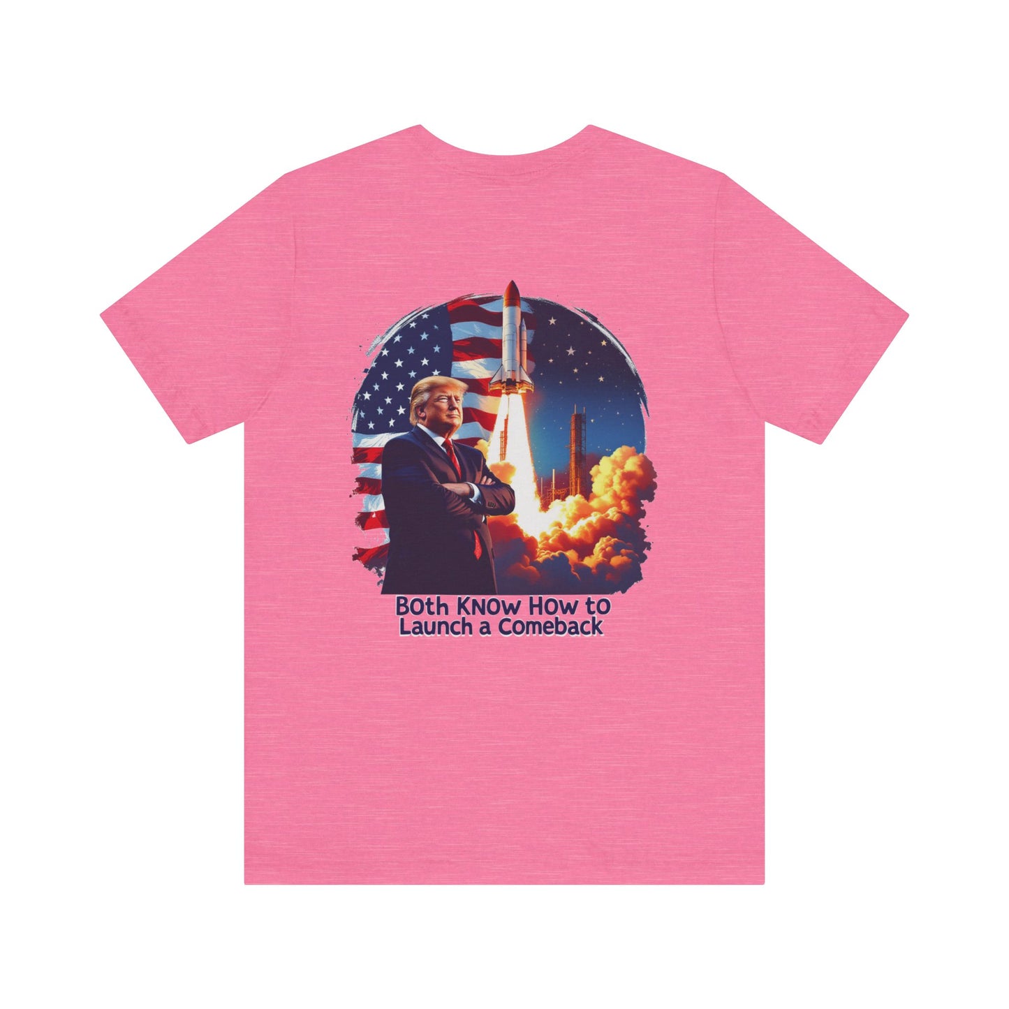 Elon & Trump Wall and Rockets Unisex Jersey Tee - Bold Politically-Themed Graphic T-Shirt