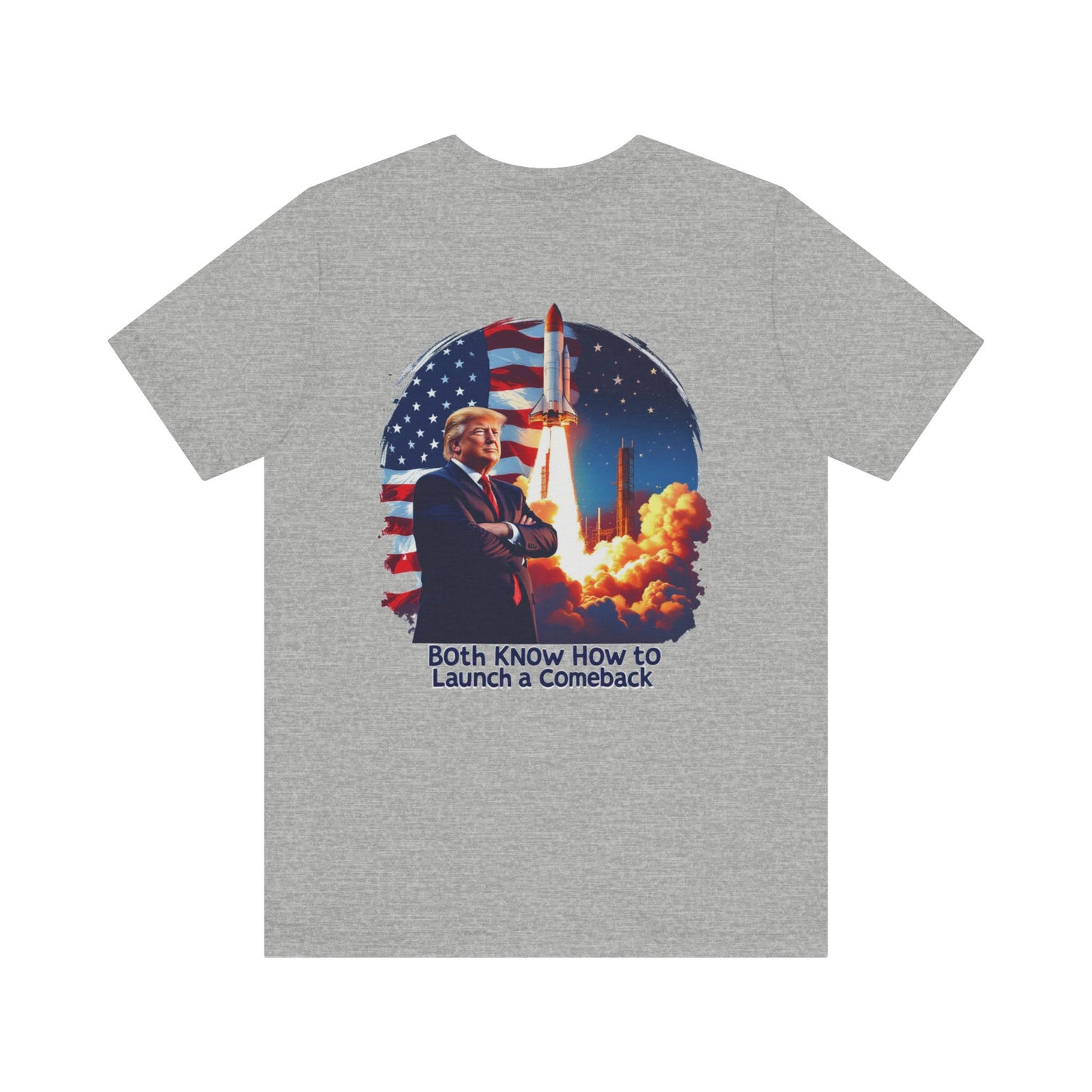 Elon & Trump Wall and Rockets Unisex Jersey Tee - Bold Politically-Themed Graphic T-Shirt