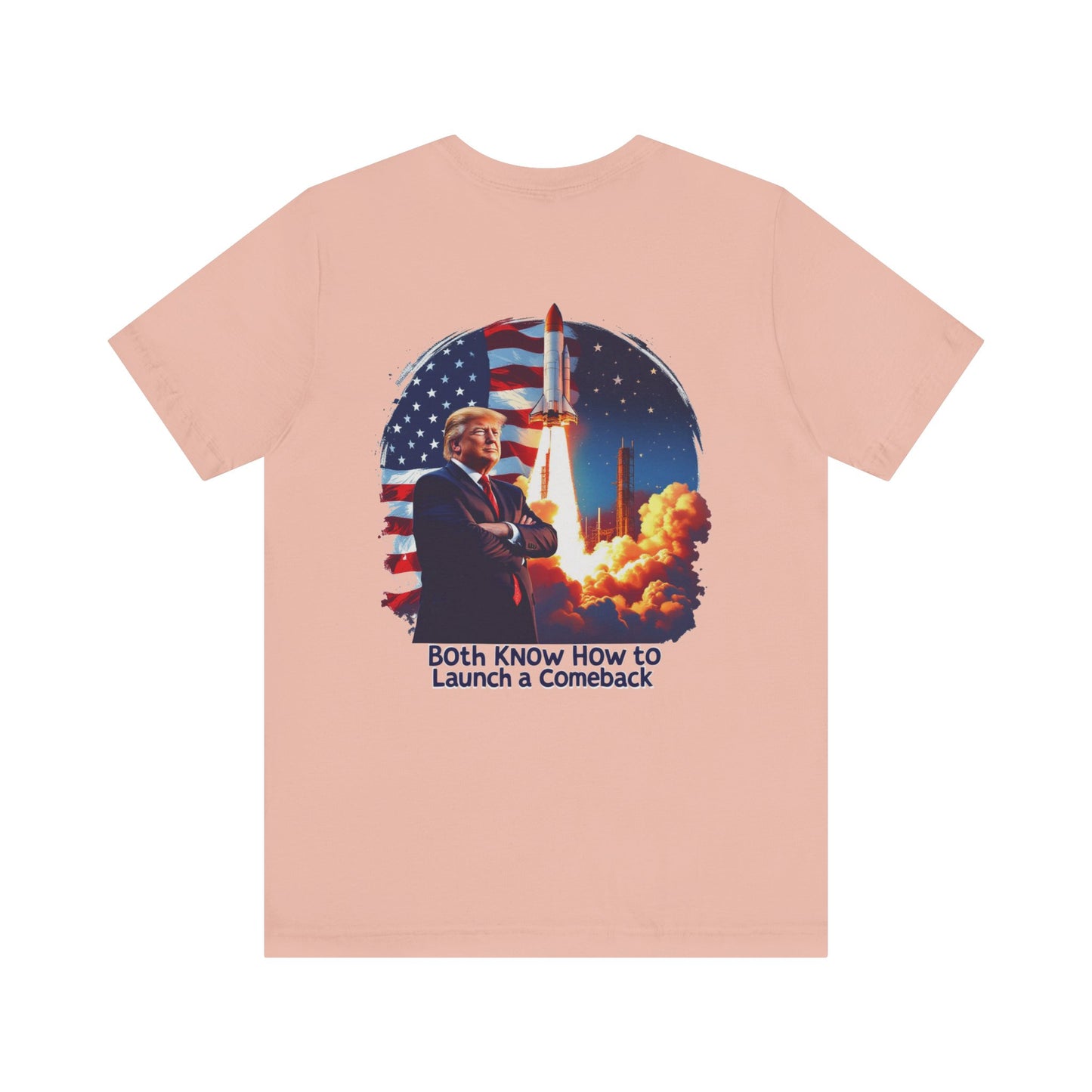 Elon & Trump Wall and Rockets Unisex Jersey Tee - Bold Politically-Themed Graphic T-Shirt