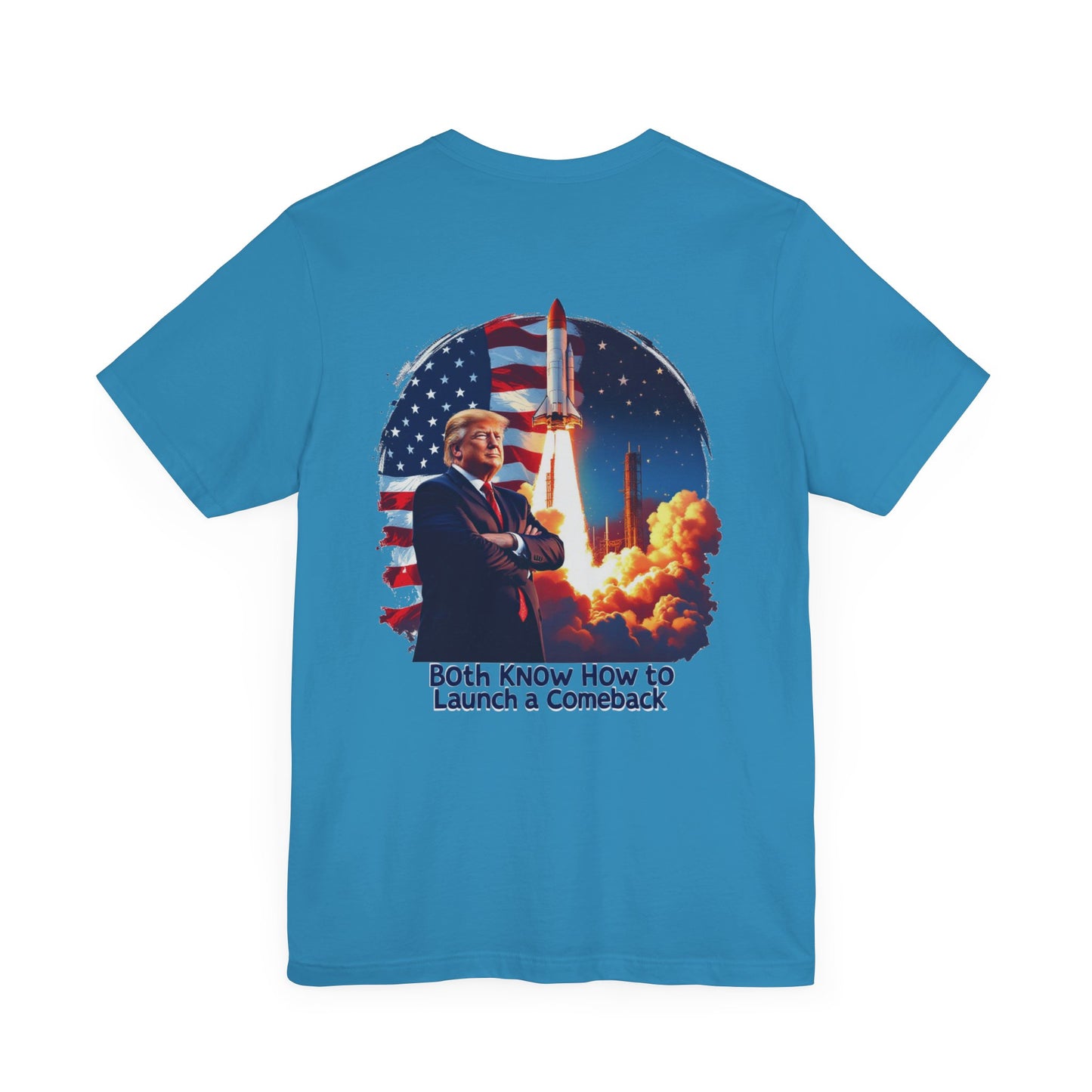 Elon & Trump Wall and Rockets Unisex Jersey Tee - Bold Politically-Themed Graphic T-Shirt