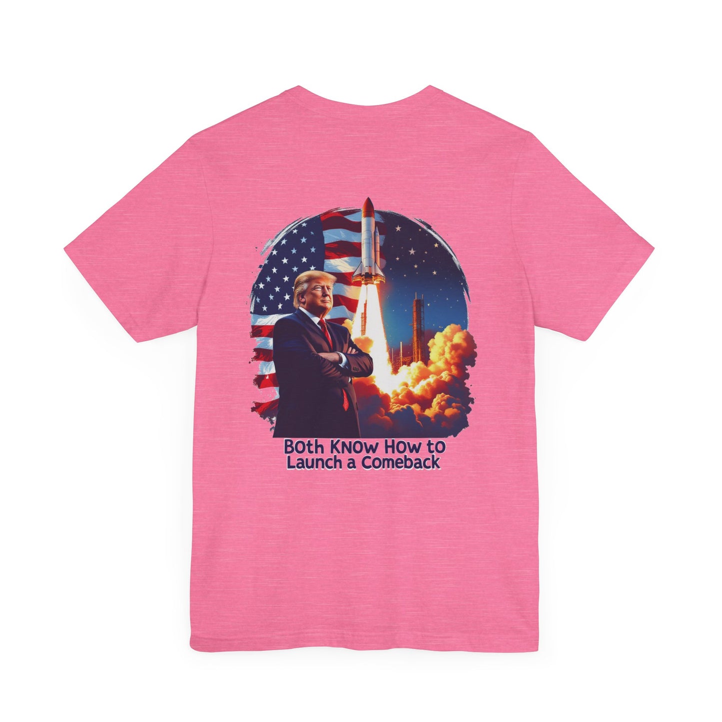 Elon & Trump Wall and Rockets Unisex Jersey Tee - Bold Politically-Themed Graphic T-Shirt