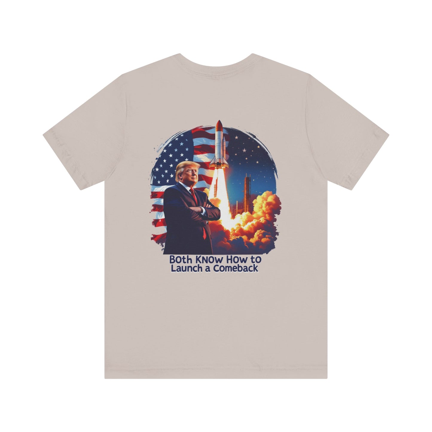 Elon & Trump Wall and Rockets Unisex Jersey Tee - Bold Politically-Themed Graphic T-Shirt