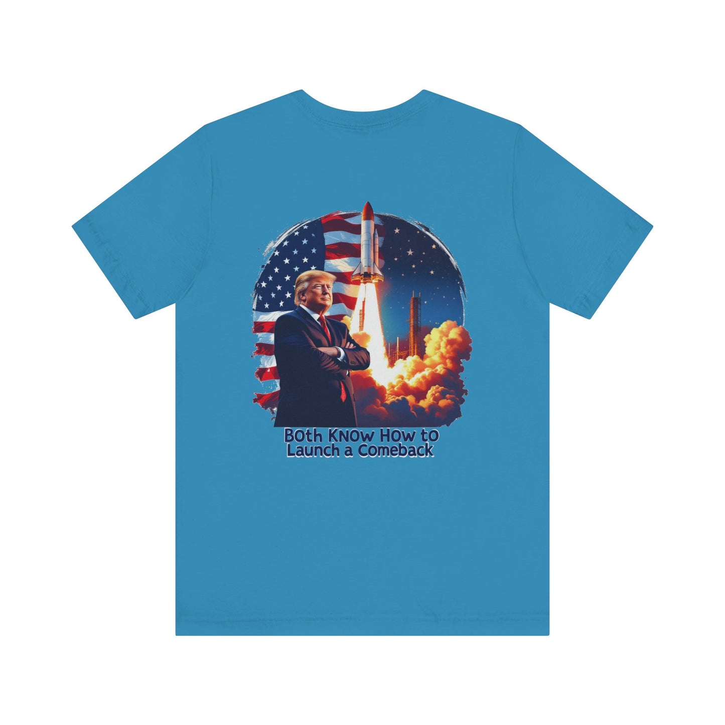 Elon & Trump Wall and Rockets Unisex Jersey Tee - Bold Politically-Themed Graphic T-Shirt