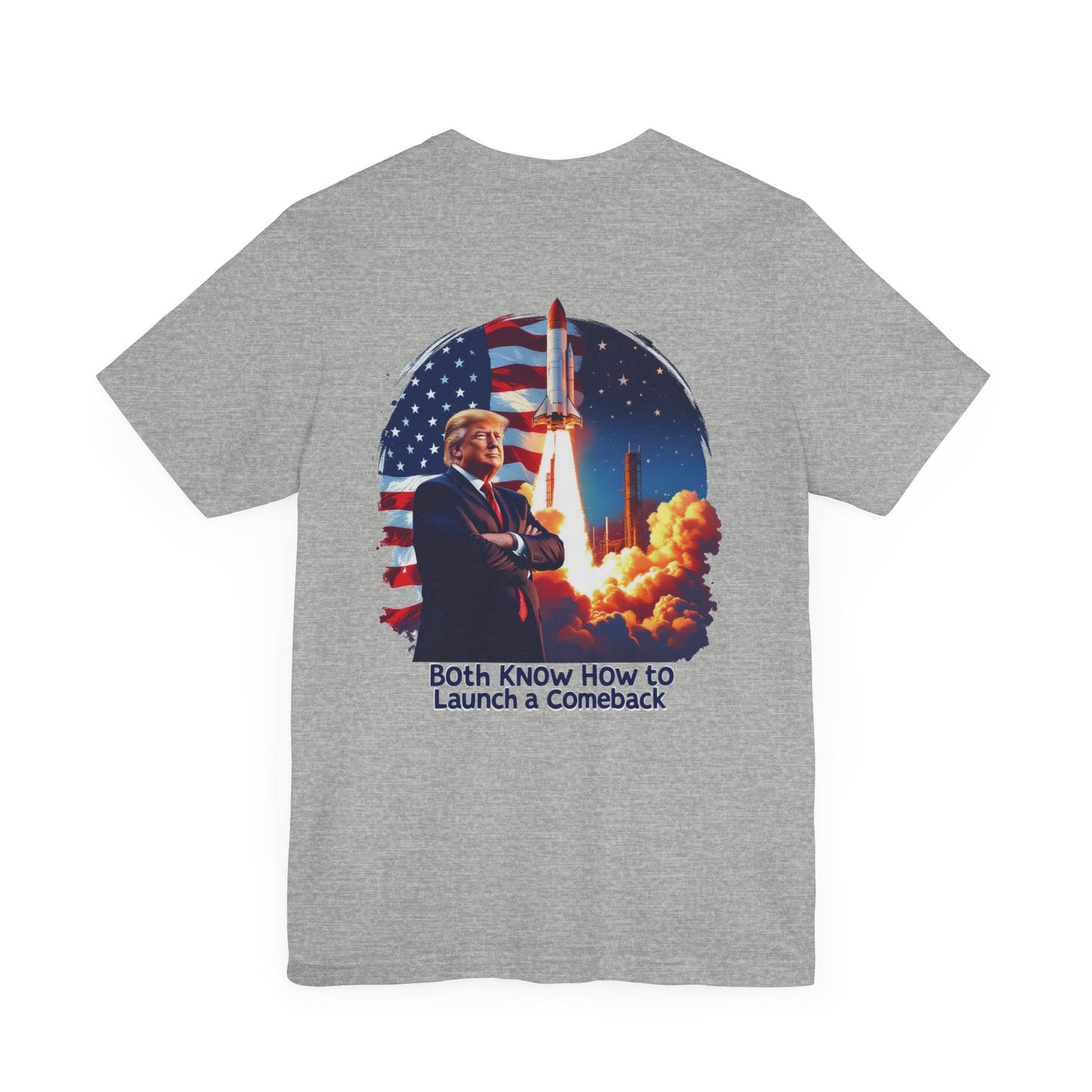 Elon & Trump Wall and Rockets Unisex Jersey Tee - Bold Politically-Themed Graphic T-Shirt