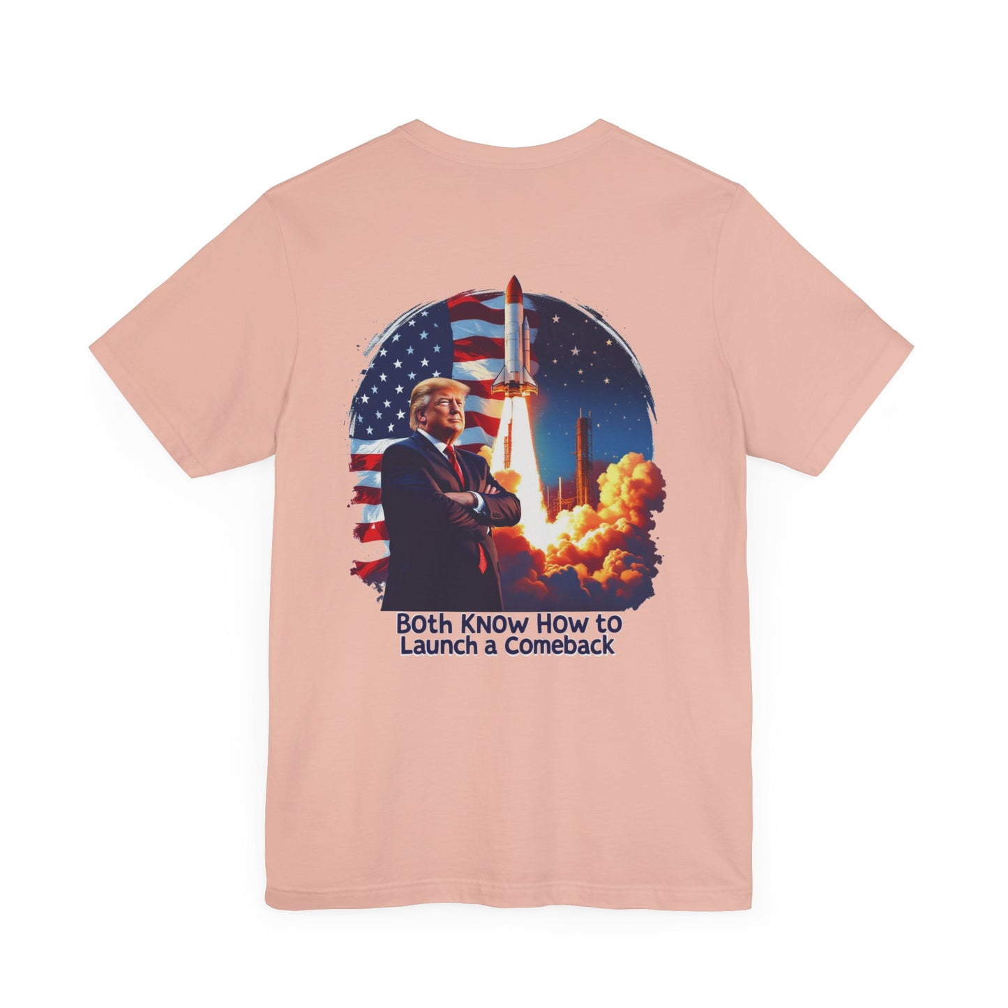 Elon & Trump Wall and Rockets Unisex Jersey Tee - Bold Politically-Themed Graphic T-Shirt
