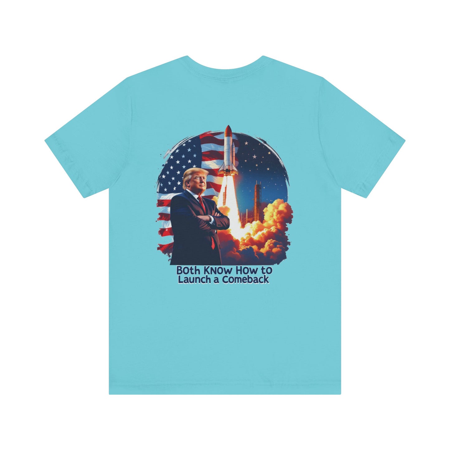 Elon & Trump Wall and Rockets Unisex Jersey Tee - Bold Politically-Themed Graphic T-Shirt
