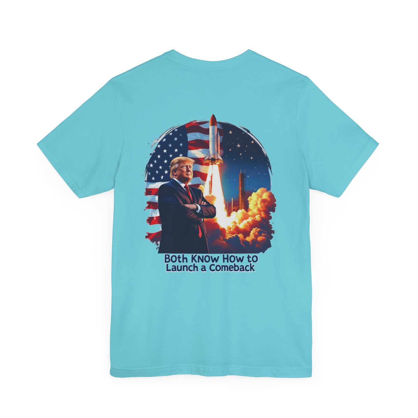 Elon & Trump Wall and Rockets Unisex Jersey Tee - Bold Politically-Themed Graphic T-Shirt