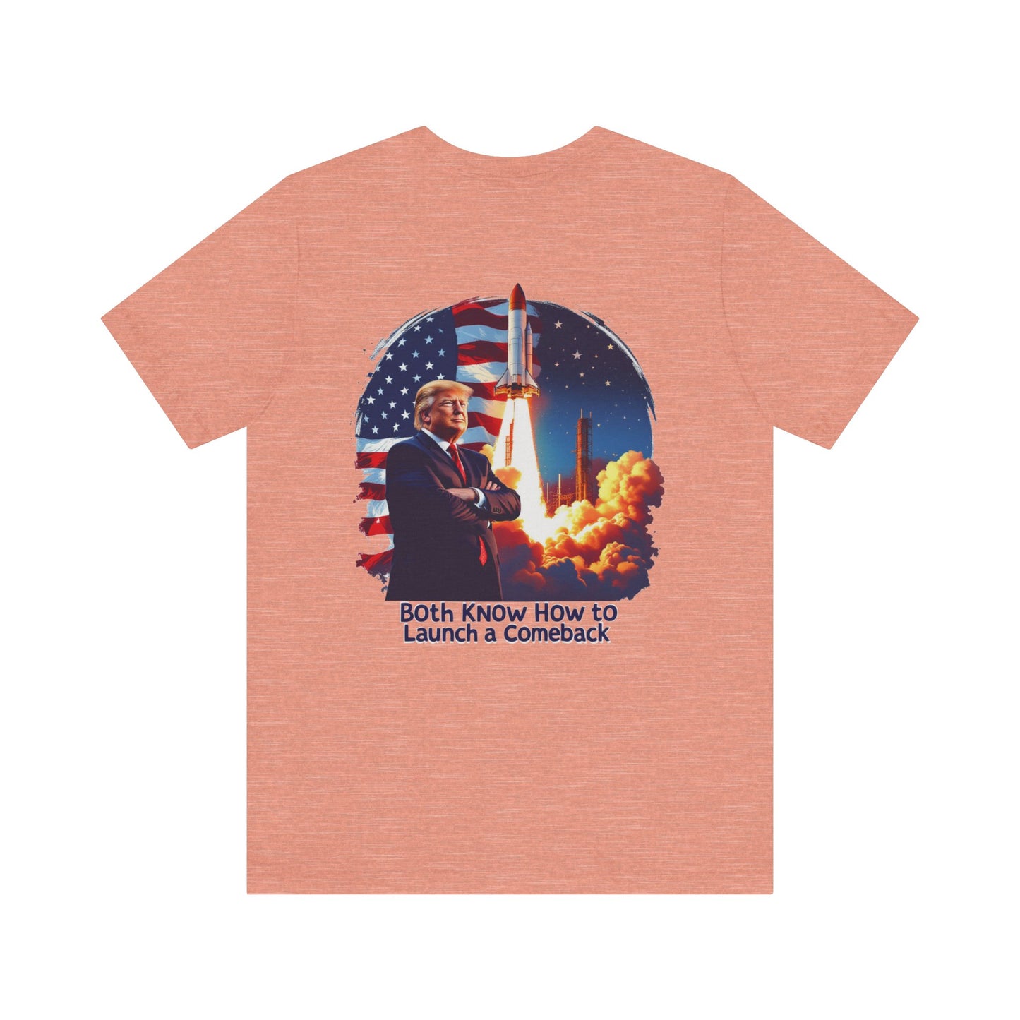 Elon & Trump Wall and Rockets Unisex Jersey Tee - Bold Politically-Themed Graphic T-Shirt