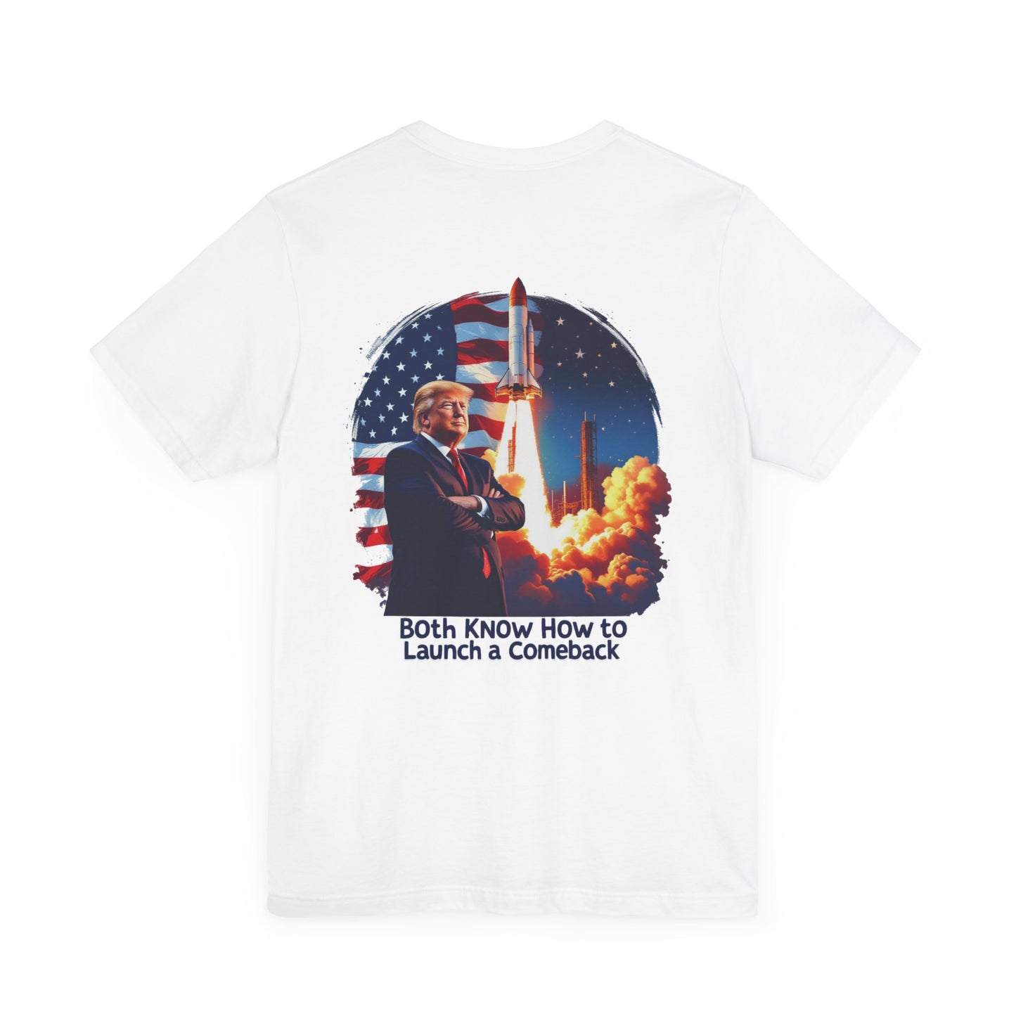 Elon & Trump Wall and Rockets Unisex Jersey Tee - Bold Politically-Themed Graphic T-Shirt