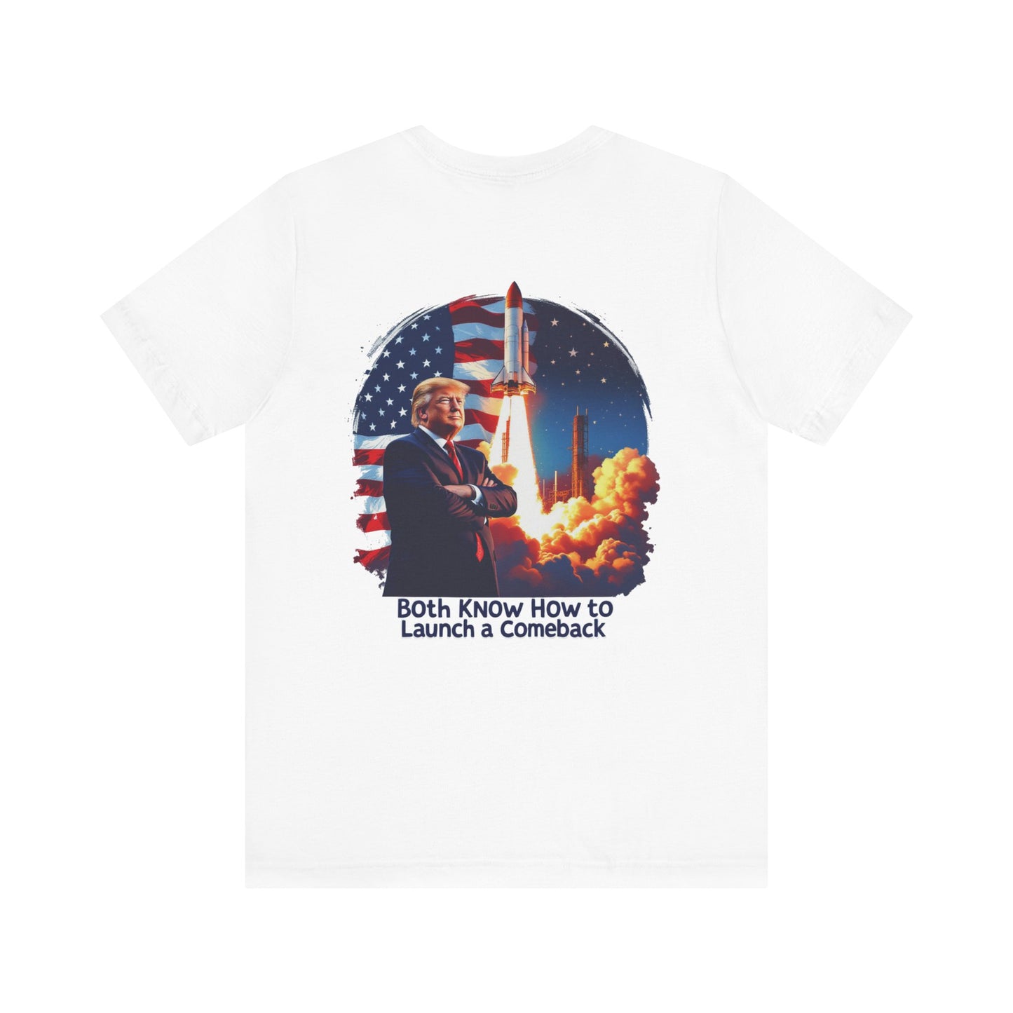 Elon & Trump Wall and Rockets Unisex Jersey Tee - Bold Politically-Themed Graphic T-Shirt